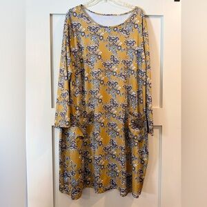 Emery Rose Floral Print Yellow Dress